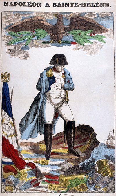 Portret van Napoleon Bonaparte op Sint-Helena. Afbeelding van Epinal door French School