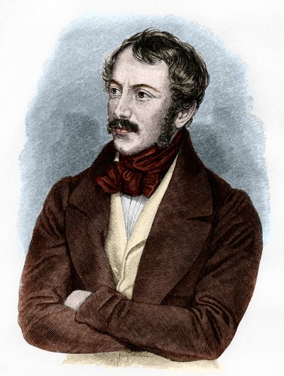 Portret van Nikolaus Lenau (kleurgravure) door French School