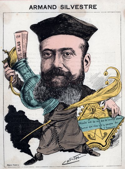 Portret van Paul Armand (Paul-Armand) Silvestre (1837-1901), Franse dichter - cartoon door anderen (Collignon en Tocqueville) in 