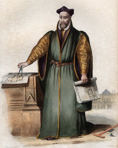 Portret van Philibert Delorme (De Lorme) (De lOrme) (1510-1570), Franse architect. door French School