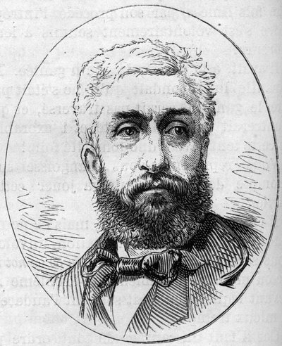 Portret van Philippe Rousseau (1816-1888), Franse schilder. Gravure in Le Monde Illustré nr. 890 van 2 mei 1874 door French School