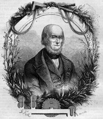 Portret van Philippe de Girard (1775-1845), Franse uitvinder en industrieel, uitvinder van de linnen spinmachine. Gravure uit 1866-1867. door French School