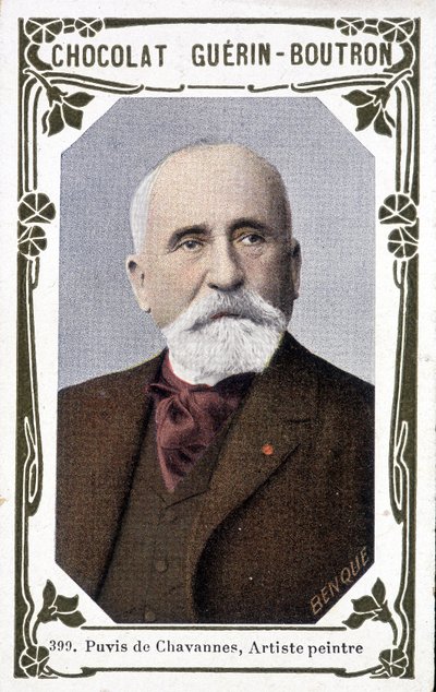 Portret van Pierre Puvis de Chavannes, Franse schilder (1824-1898). Vignette des chocolates Guérin - Boutron door French School