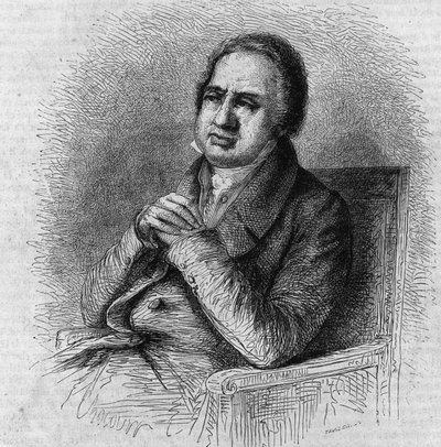 Portret van Pierre Simon Ballanche (1776-1847), Franse schrijver en filosoof. Gravure door Bocour in 