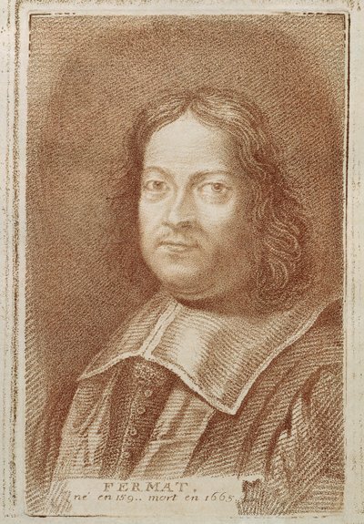 Portret van Pierre de Fermat (1601-1665) uit Histoire des Mathematiciens door Alexandre Saverien, midden 18e eeuw door French School