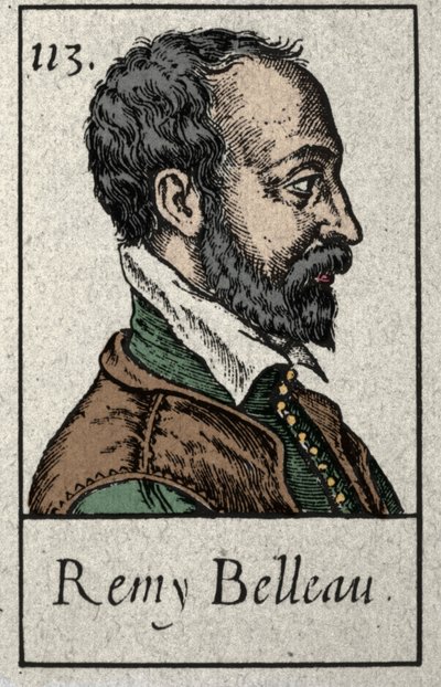 Portret van Remy Belleau (1528-1577) Franse dichter lid van de Pleiade-beweging. Gravure uit de 19e eeuw. door French School