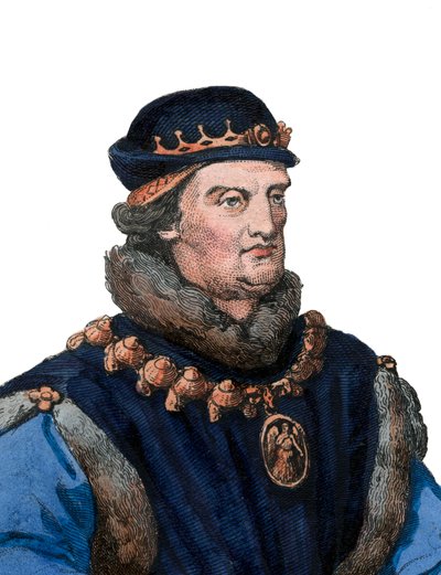 Portret van Rene van Anjou, ook bekend als koning Rene I van Napels door French School