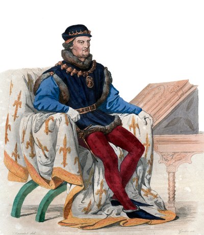 Portret van Rene van Anjou, ook bekend als koning Rene I van Napels door French School