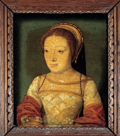 Portret van Renée van Frankrijk, dochter van Lodewijk XII, hertogin van Ferrara (1510 - 1575) door French School