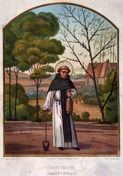 Portret van Saint Fiacre (kluis bij Meaux), patroon van de tuiniers werk 19e eeuw door French School