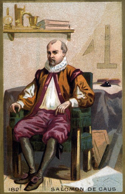 Portret van Solomon de Caus (1576-1626). Chromolithografie eind 19e eeuw. door French School