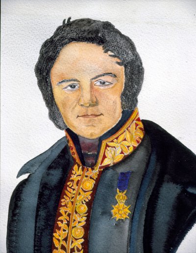 Portret van Stendhal in consul kostuum - schilderij door S. Valérie door French School