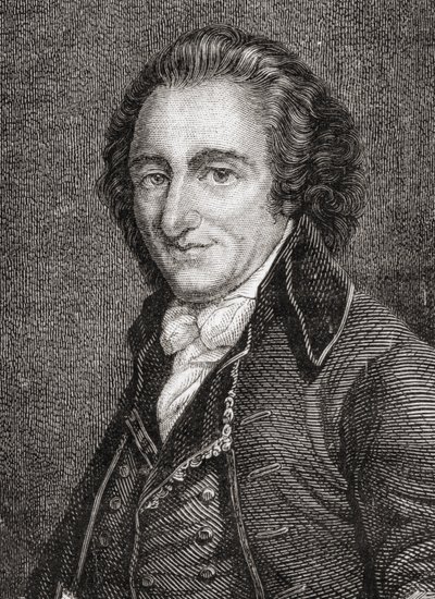 Portret van Thomas Paine (1737-1809) (gravure) door French School