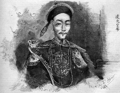 Portret van Toa Kwang (Toa-Kwang of Daoguang) (1782-1850), keizer van China van de Qing-dynastie. Gravure in Le Monde Illustré nr. 136 van 19 november 1859. door French School