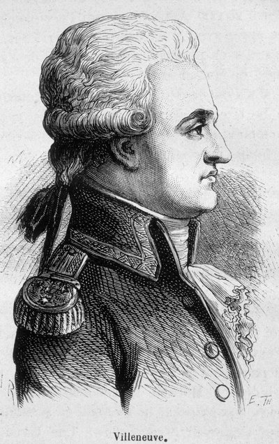 Portret van Villeneuve, Franse admiraal (1763 - 1806), hij begon de slag bij Trafalgar, die een ramp was, en pleegde daarna zelfmoord - in 