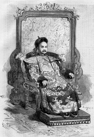 Portret van Xianfeng (1831-1861), Keizer van China van de Qing-dynastie. Gravure in 