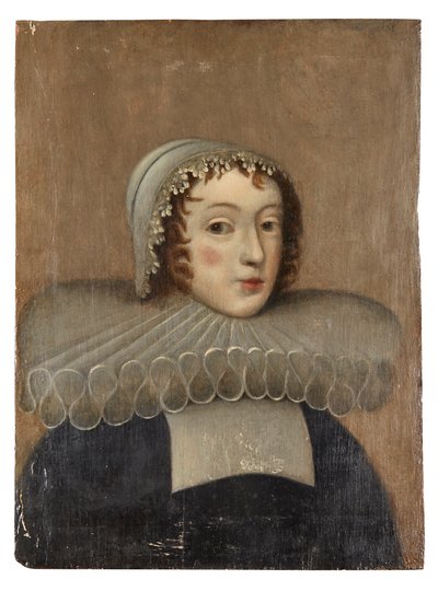 Portret van een dame met een kraag door French School
