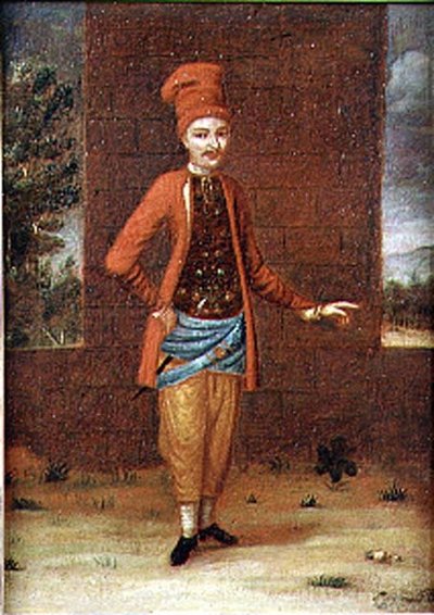 Portret van een Turkse man door French School