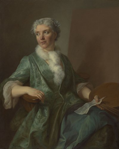 Portret van een vrouwelijke kunstenaar, ca. 1735 door French School