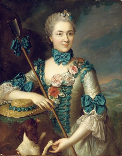 Portret van een dame, vermoedelijk Madame Louise Suzanne Edmée Martel als herderin door French School