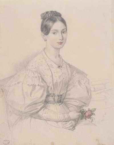 Portret van een jonge vrouw door French School