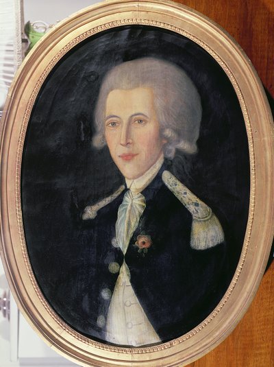 Portret van een onbekende luitenant gestationeerd in het Franse gebied van Santo Domingo, eind 18e eeuw door French School