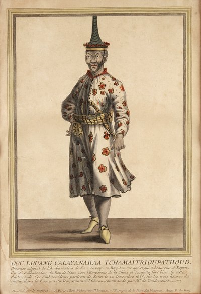Portret van een van de Siamese ambassadeurs bij Lodewijk XIV, 1685 door French School
