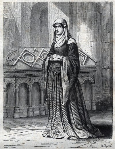 Portret van de Benedictijnse non die de minnares en zus van paus Gregorius XII zou zijn geweest en de moeder van Eugenius IV (Gabriele Condulmer 1383-1447). Gravure in 