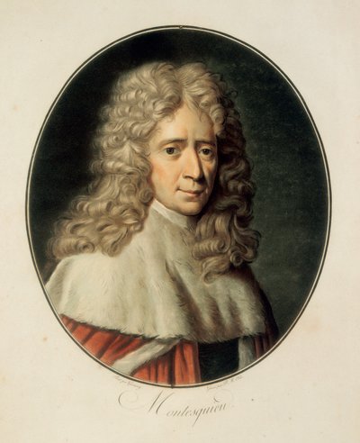 Portret van de Franse filosoof en politicus Charles de Secondat, Baron de la Brède et de Montesquieu door French School