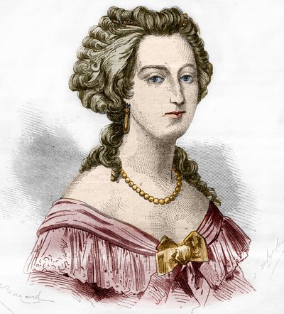 Portret van de Markiezin van Boufflers Marie Francoise Catherine de Beauvau Craon (1711-1787). Gravure in 
