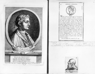 Portretten van Horatius (65-8 v.Chr.) Scipio Aemilianus (Africanus Minor) (185-129 v.Chr.) en Plautus (ca.254-184 v.Chr.) door French School