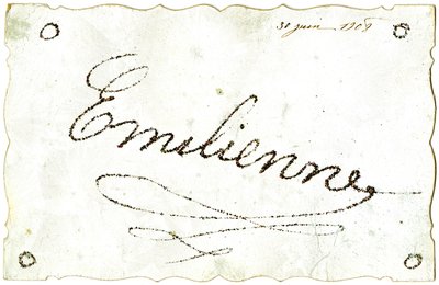 Ansichtkaart: Emilienne, gedateerd 30 juni door French School
