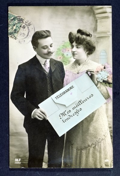 Ansichtkaart telegram verzonden in 1907 door French School