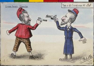Ansichtkaart het duel tussen Paul Deroulede en Jean Jaures, december 1904 door French School