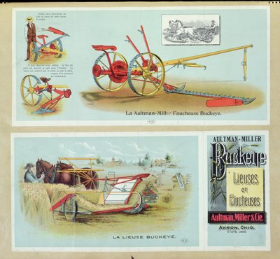 Poster die Aultman-Miller Buckeye Binders en Reapers adverteert, eind 19e eeuw door French School