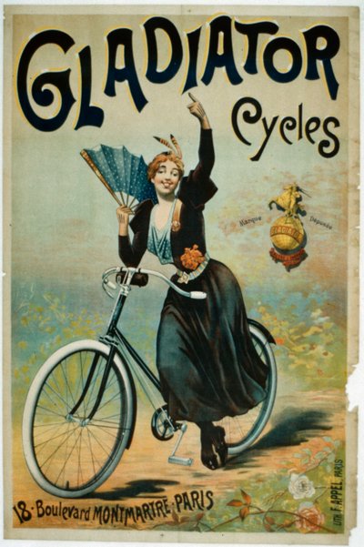 Poster die Gladiator Cycles adverteert, Boulevard Montmartre, Parijs door French School