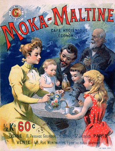 Poster die Moka-Maltine koffie adverteert, ca. 1900 door French School