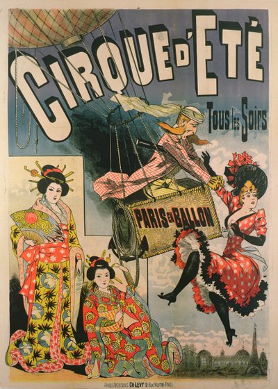 Poster die Parijs en Ballon adverteert bij het Cirque d