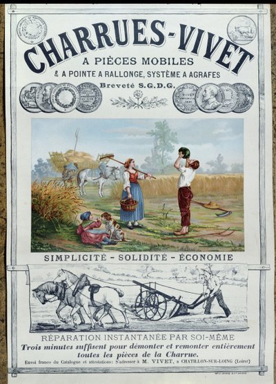 Poster die Vivet Ploegen adverteert, ca.1891 door French School