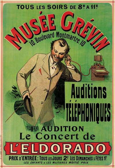 Poster die een concert in het Grevin Museum in Parijs adverteert door French School