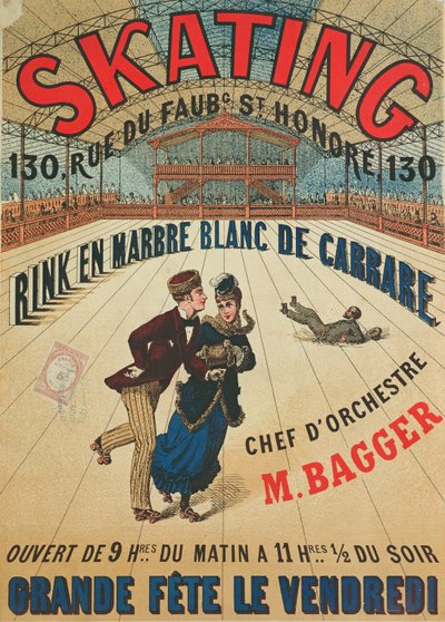 Poster die een rolschaatsbaan in Parijs adverteert door French School