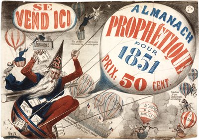 Poster ter promotie van de Almanach Prophetique, 1851 door French School