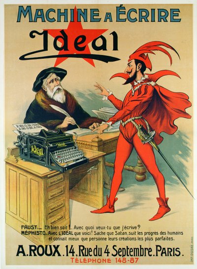 Poster die de Ideal typemachine adverteert door French School