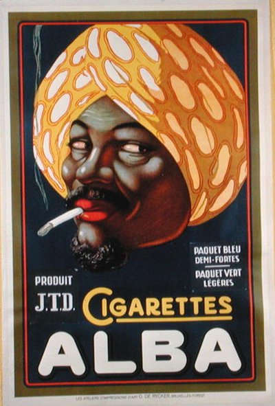 Poster die het sigarettenmerk Alba adverteert door French School