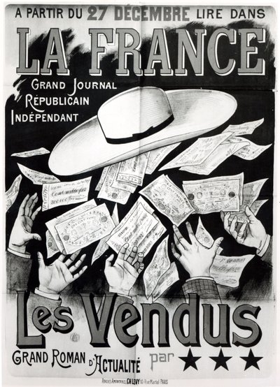 Poster ter promotie van de roman Les Vendus over de Panama-affaire, c. 1892-95 door French School