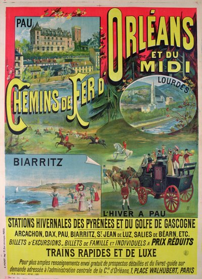 Poster ter promotie van de spoorwegen van Orleans en Midi, Frankrijk door French School