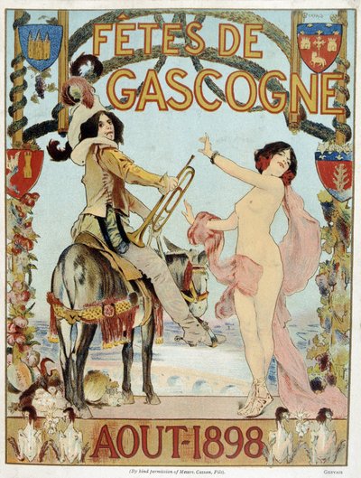 Poster voor de Biscay vakanties van augustus 1898 door French School