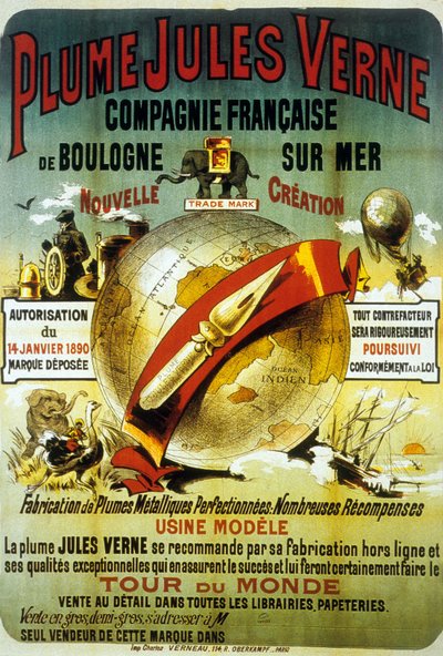Poster ter promotie van PLume door Jules Verne door French School