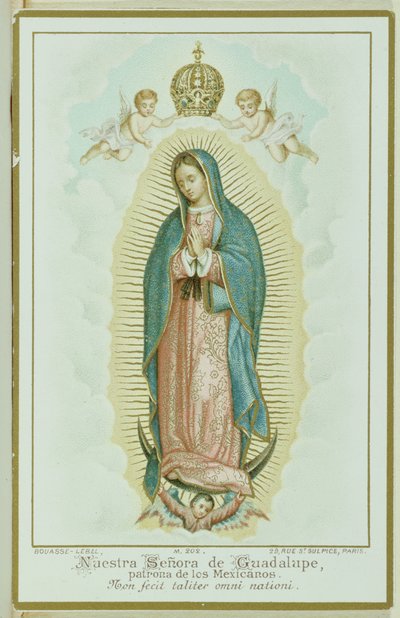 Gebedskaart met Onze Lieve Vrouw van Guadalupe, ca.1900 door French School