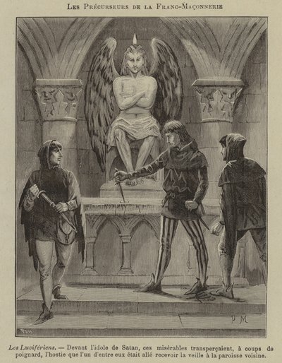 Voorlopers van de Vrijmetselarij: de Luciferianen (gravure) door French School